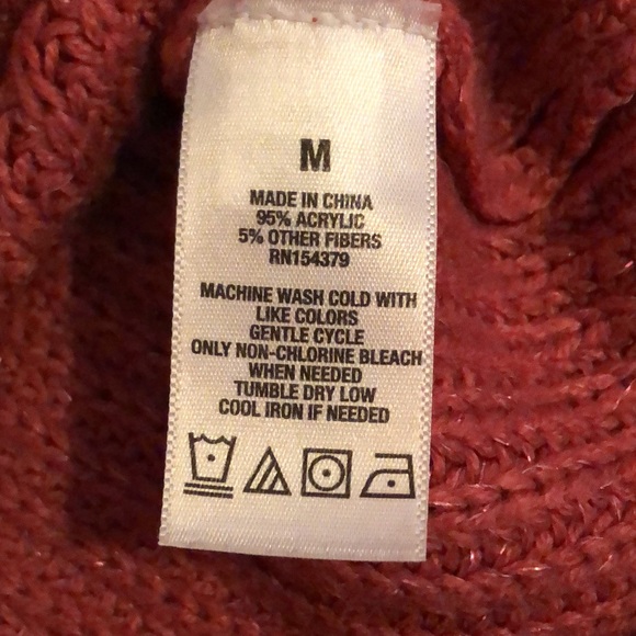 “Aeropostale” rose color, shaker knit v-neck sweater w/criss-cross back-jr sz M - Picture 3 of 10